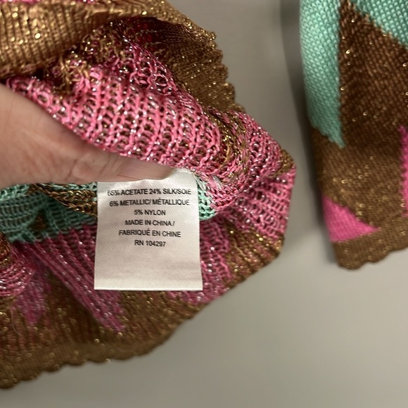 Milly of New York Women's Size Small Sweater Bronze/Gold, Pink and Mint Green - Picture 6 of 8